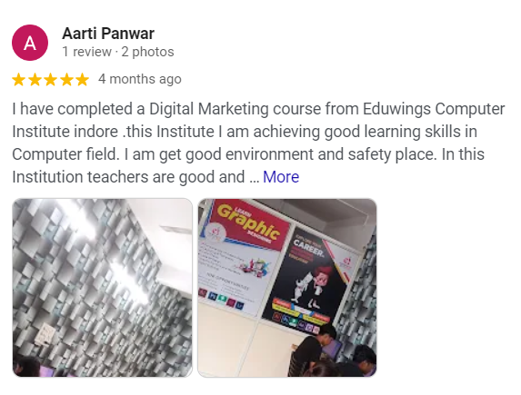 Review by Aarti Panwar on eduwings institute digital marketing course