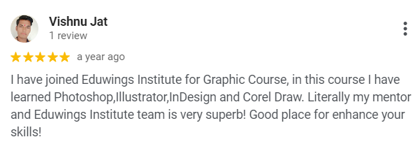 Graphic design course review by Vishnu Jat at Eduwings Institute.