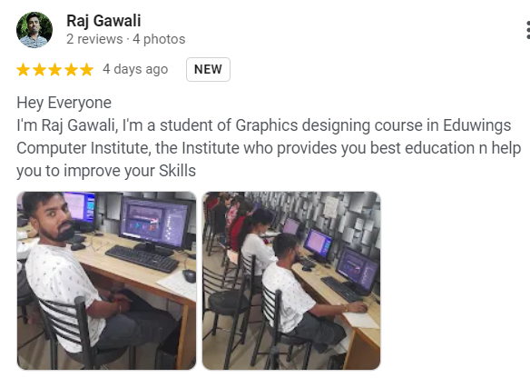 Raj Gawali's review on Eduwings Institute's website, providing valuable feedback.