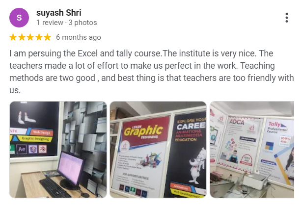 Suyash Shri's positive review for Eduwings and their comprehensive Advanced Excel course.