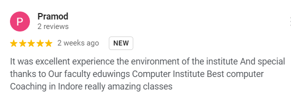 Eduwings Institute, best computer institute, praised for Tally Course completion by Pramod.