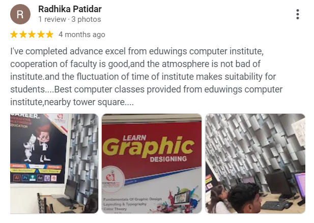 Radhika Patidar reviews Eduwings and completes an Advanced Excel course.