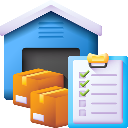 House icon with boxes and clipboard, symbolizing Inventory Management in Tally course.