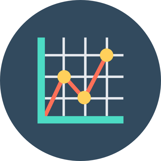 A graph chart icon depicting an upward trend. Relevant to Excel Tables in Advance Excel.