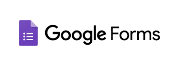 Logo of Google Forms with purple and black letters.