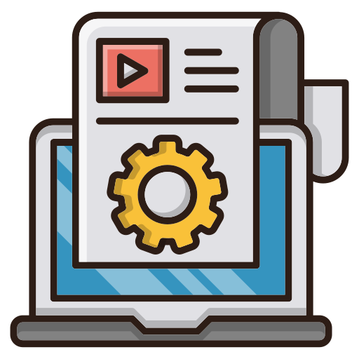 Icon for video editing software used in Office Automation Course for Skill development.